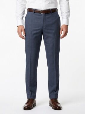 Canali Navy Textured Dress Trousers